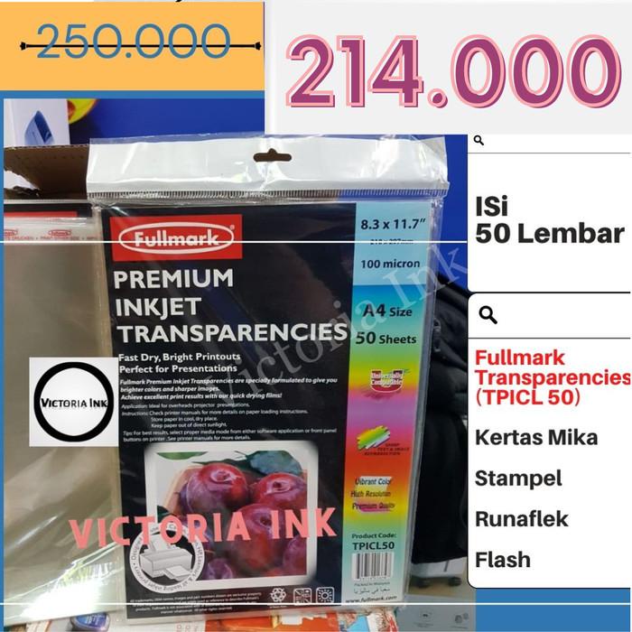 

Kertas Mika Transparan Fullmark Premium Inkjet Transparencies TPICL50