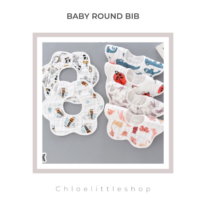 Baby Round Bib / 360 Bib Slabber Tatakan Iler Anak Bayi / Celemek