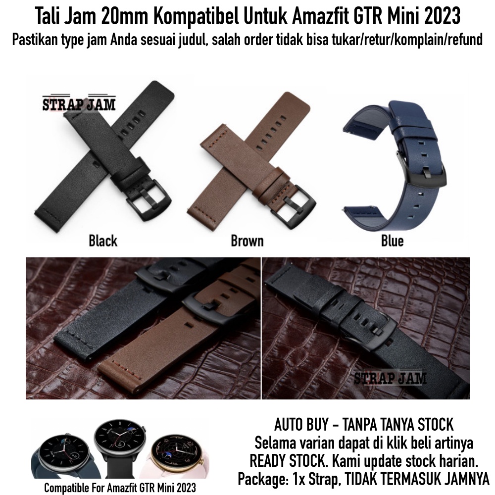 Modern 20mm Leather Strap Amazfit GTR Mini 2023 - Tali Jam Tangan Kulit