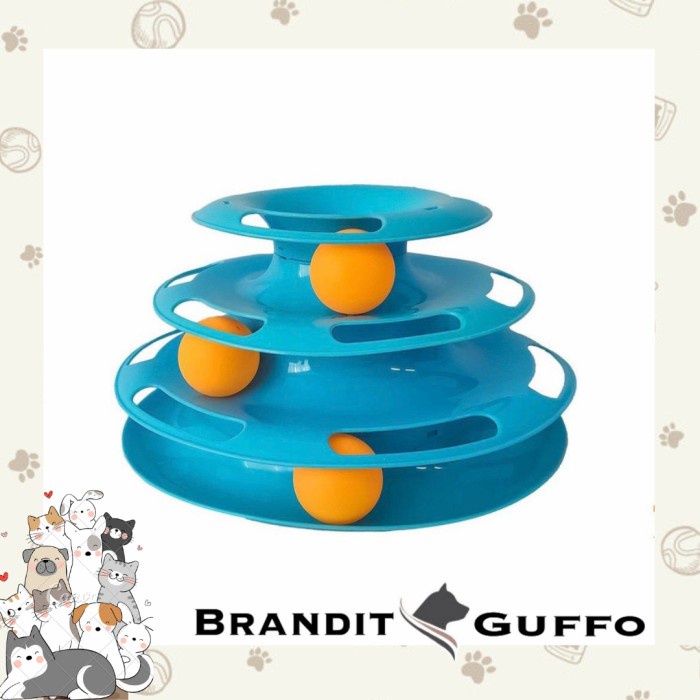 Terlaris Nuji Cat Tower Ball Kucing Cat Toy Play Ball Bola Track 3 Tingkat