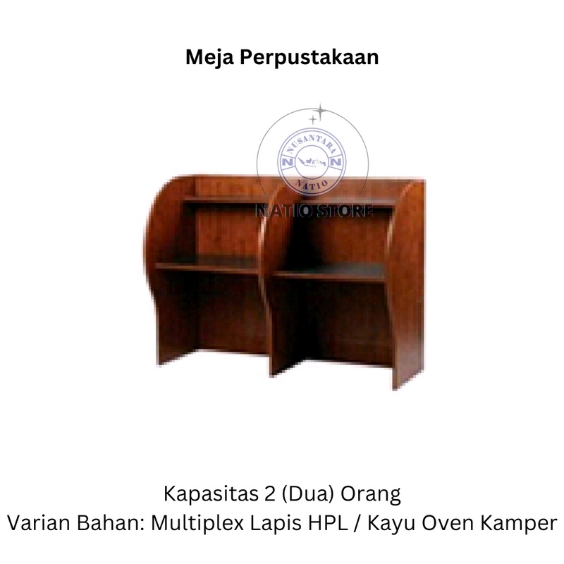 Meja Baca Perpustakaan Bahan Multiplex Lapis HPL Dua Orang