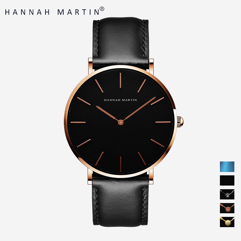 HANNAH MARTIN Jam Tangan Pria 100% Original Keren Sangat tipis Quartz COWOK Couple Kulit Anti Air Men Watch COD Laki Arloji Men Watch murah CH03+-CH02-FH
