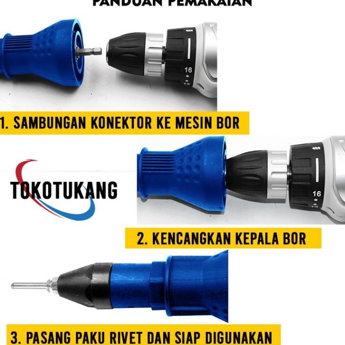 Tang Ripet Rivet Adapter Konverter Bor Rivet Elektrik Adapter Mesin