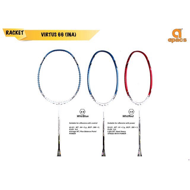 RAKET BADMINTON APACS VIRTUS 66 ORIGINAL (FREE PASANG SENAR)