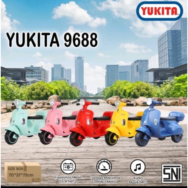 Mainan Anak Motor Aki VESPA YUKITA 9688 - Mainan Motoran aki anak