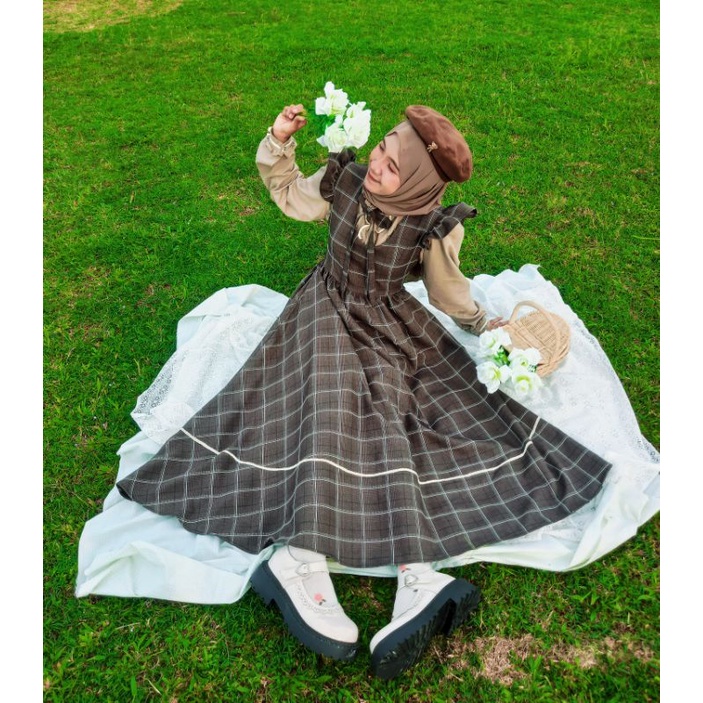 Letizia Plaid Vintage Set/Overall vintage/overall aesthetic