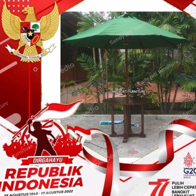 Meja Taman+ Payung Taman Jati Outdoor