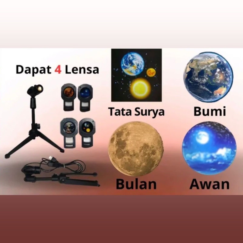 lampu proyektor 4in1 bumi bulan tata surya awan