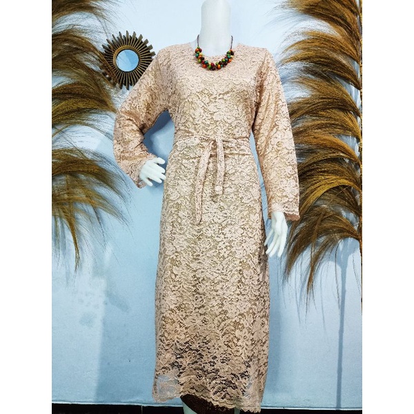 (DIJAMIN REALPICT) Long Tunik Brukat Corneli
