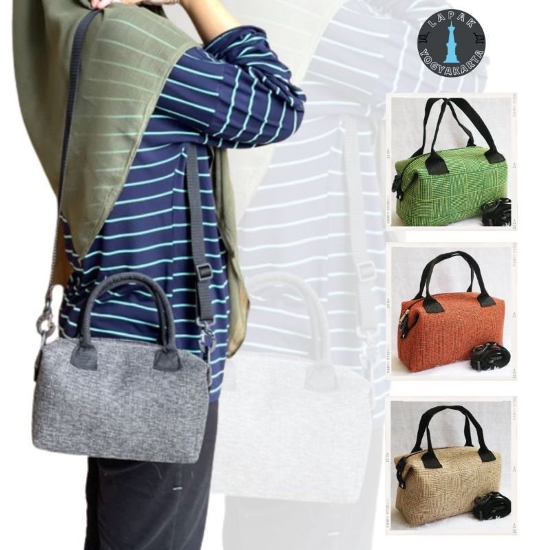 Tas Selempang Wanita Bahan Goni Tebal Resleting/ Tas Wanita Speedy Goni Murah Tebal
