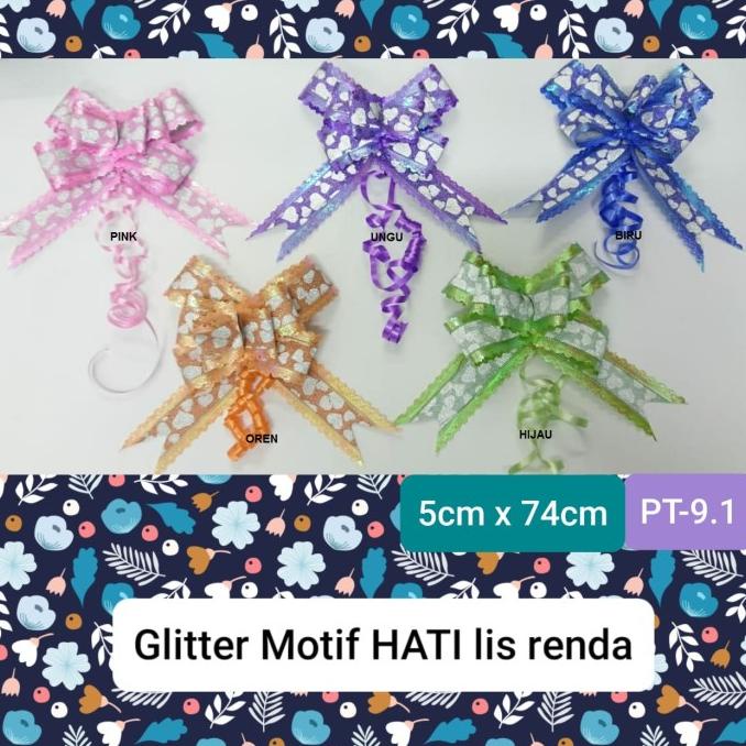 

Pita Tarik Serut Glitter Hati Lis List Renda PT9.1 5cm x 74cm (10pcs)