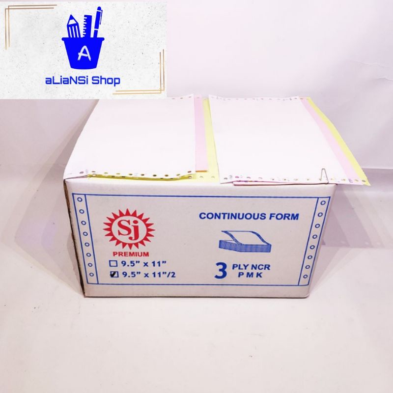 

Promo Continuous Form 9,5" x 11"/2 (3 PLY NCR) bagi 2 - merk SJ PREMIUM