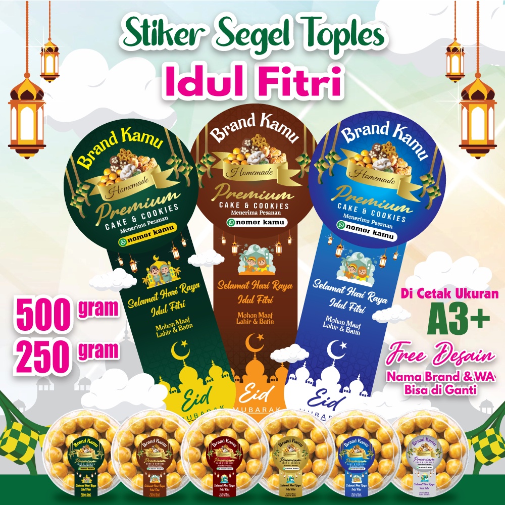 

Stiker segel Toples 250 - 500 gram Tema Idul Fitri / stiker segel lebaran / stiker ramadhan