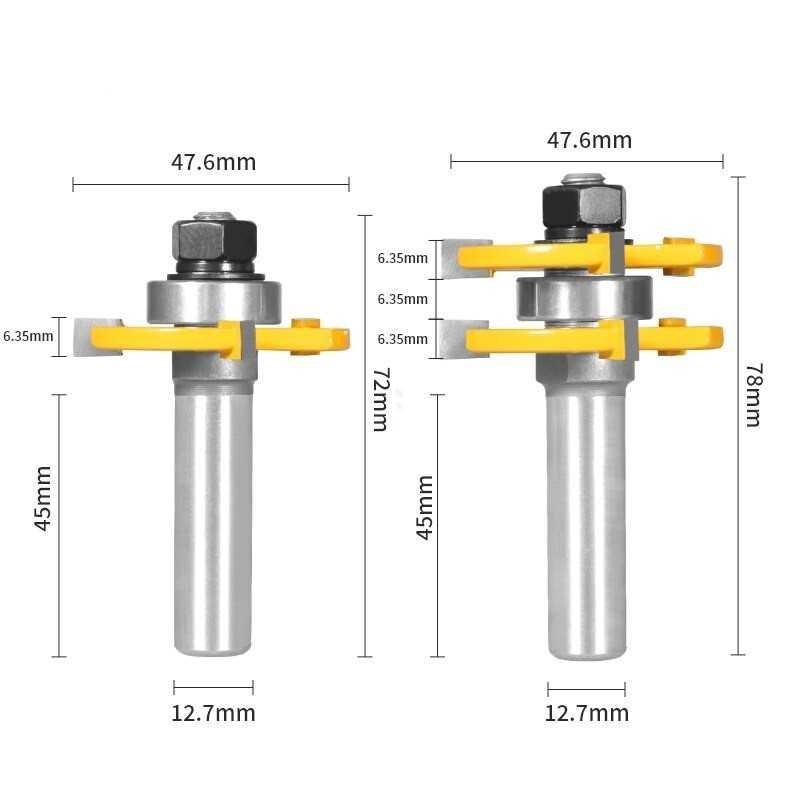 Yumun Mata Profil Kayu Tongue and Groove Milling Cutter 12.7 mm 2PCS TG