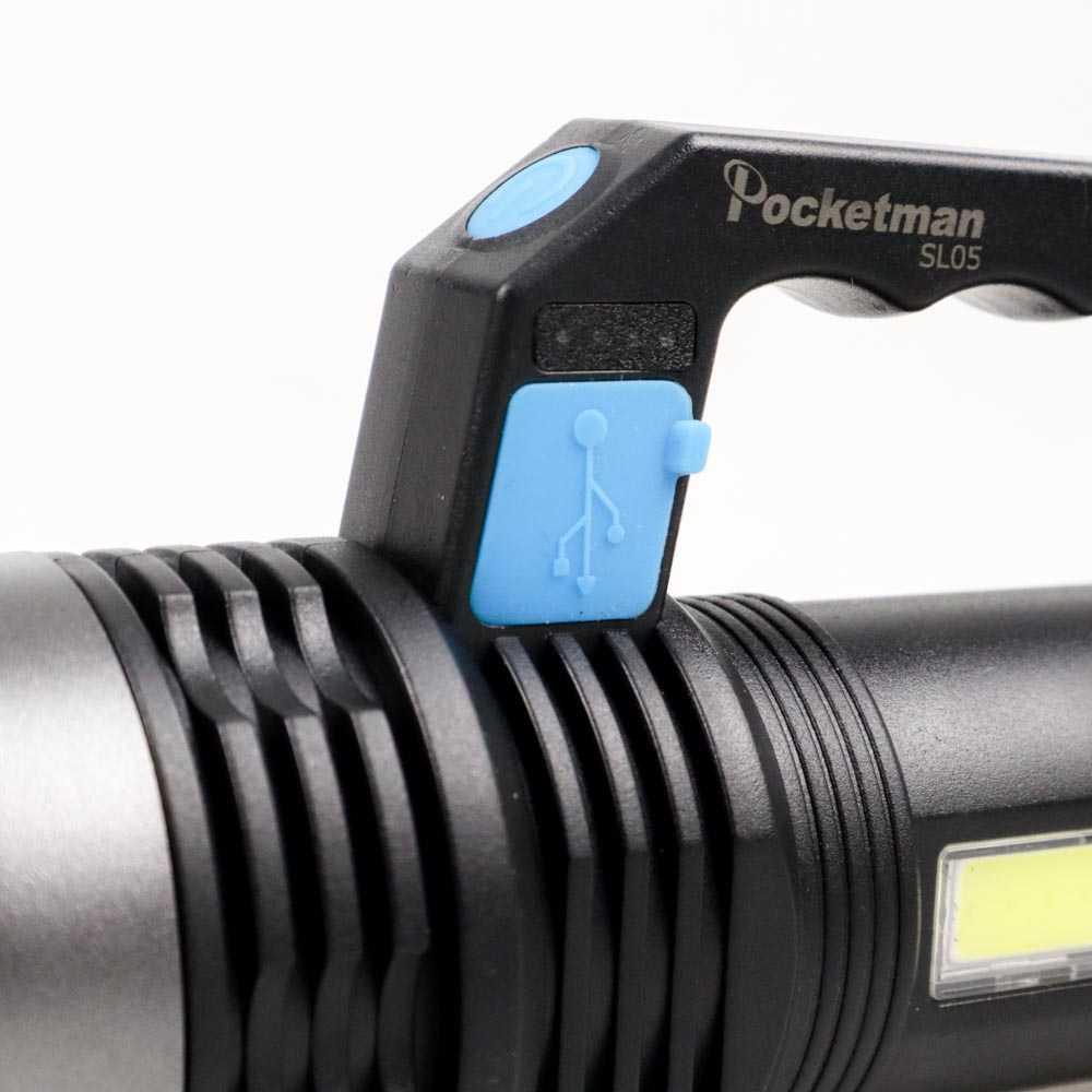 Pocketman Senter LED Flashlight Waterproof USB 3W Cree XPE + COB L05