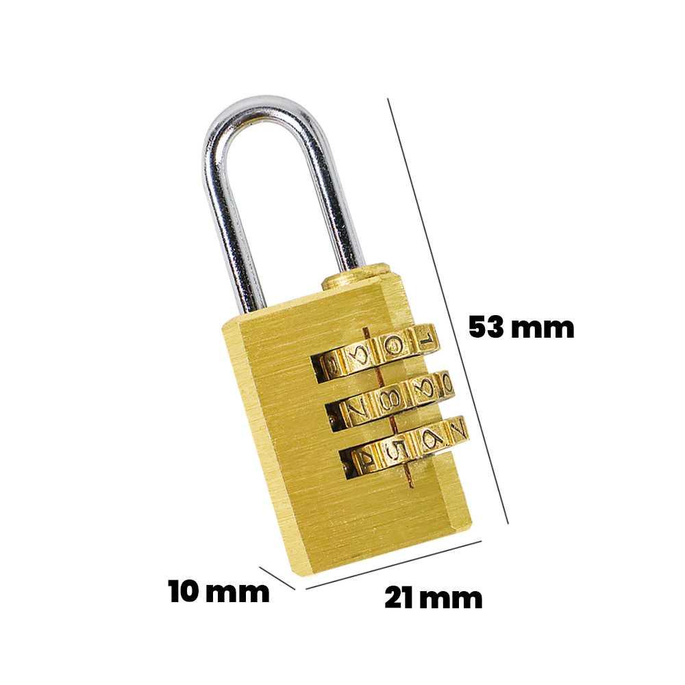 KAK Gembok Koper Padlock 3 Digit Combination Solid Brass 21x53mm MS15