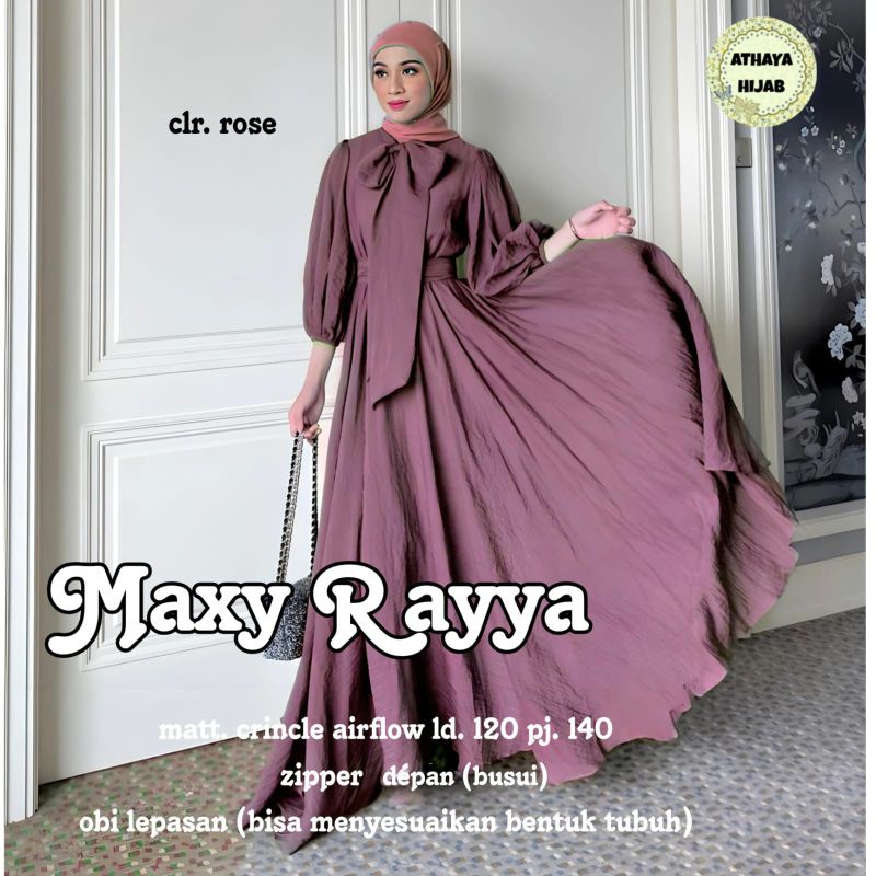 Burgundy Rose Rayya Gamis Jumbo ld 120 M-XXXL Dress Mewah Umbrella Maxy By Athaya