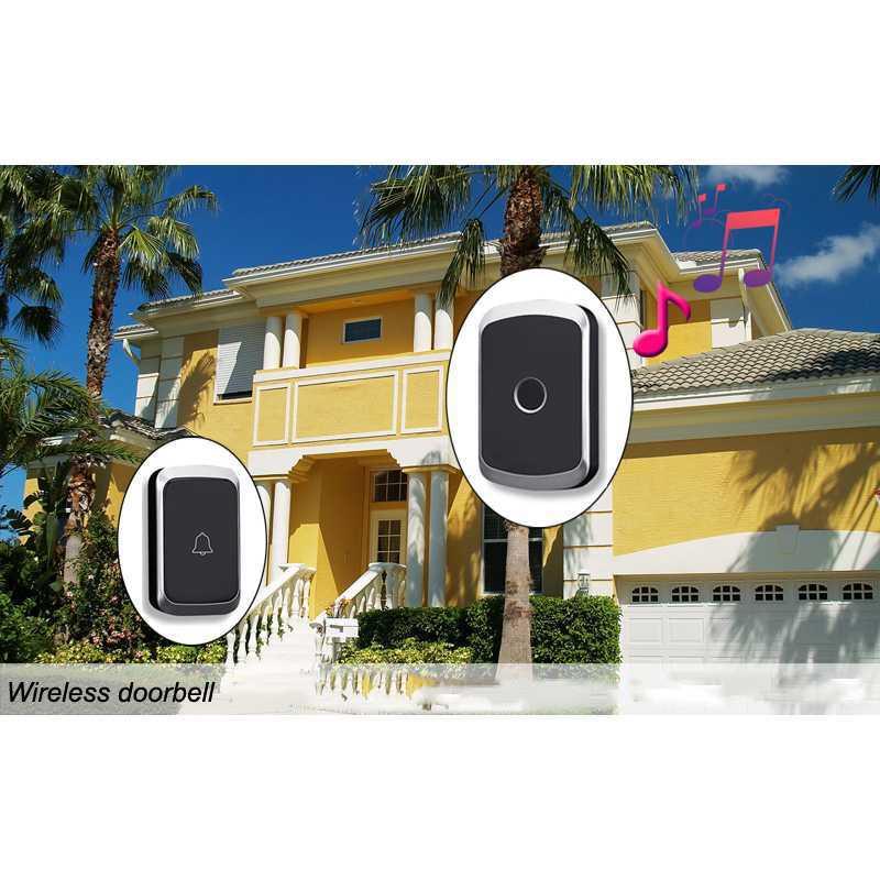 EARKONG Bell Pintu Wireless Doorbell LED 36 Tunes 1 Receiver - A20 Bel Rumah Tanpa Kabel Pintu Rumah Bel Rumah Wireless Bell Rumah Lampu Sensor Gerak Otomatis Bel Pintu Slot Pintu Rumah Bell Rumah Tanpa Kabel Bel Rumah Wireless Waterproof Bel