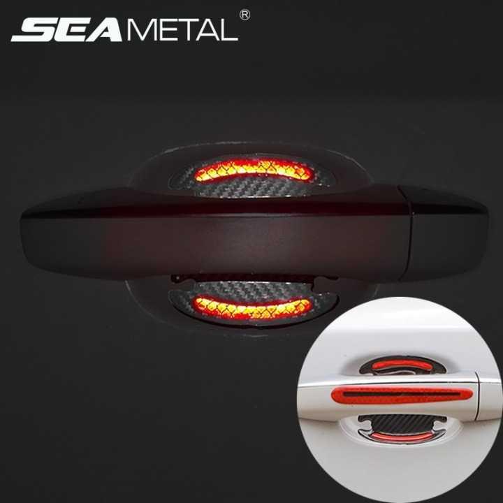 Seametal Reflective Sticker Gagang Pintu Mobil Carbon Fiber 4PCS - 1185