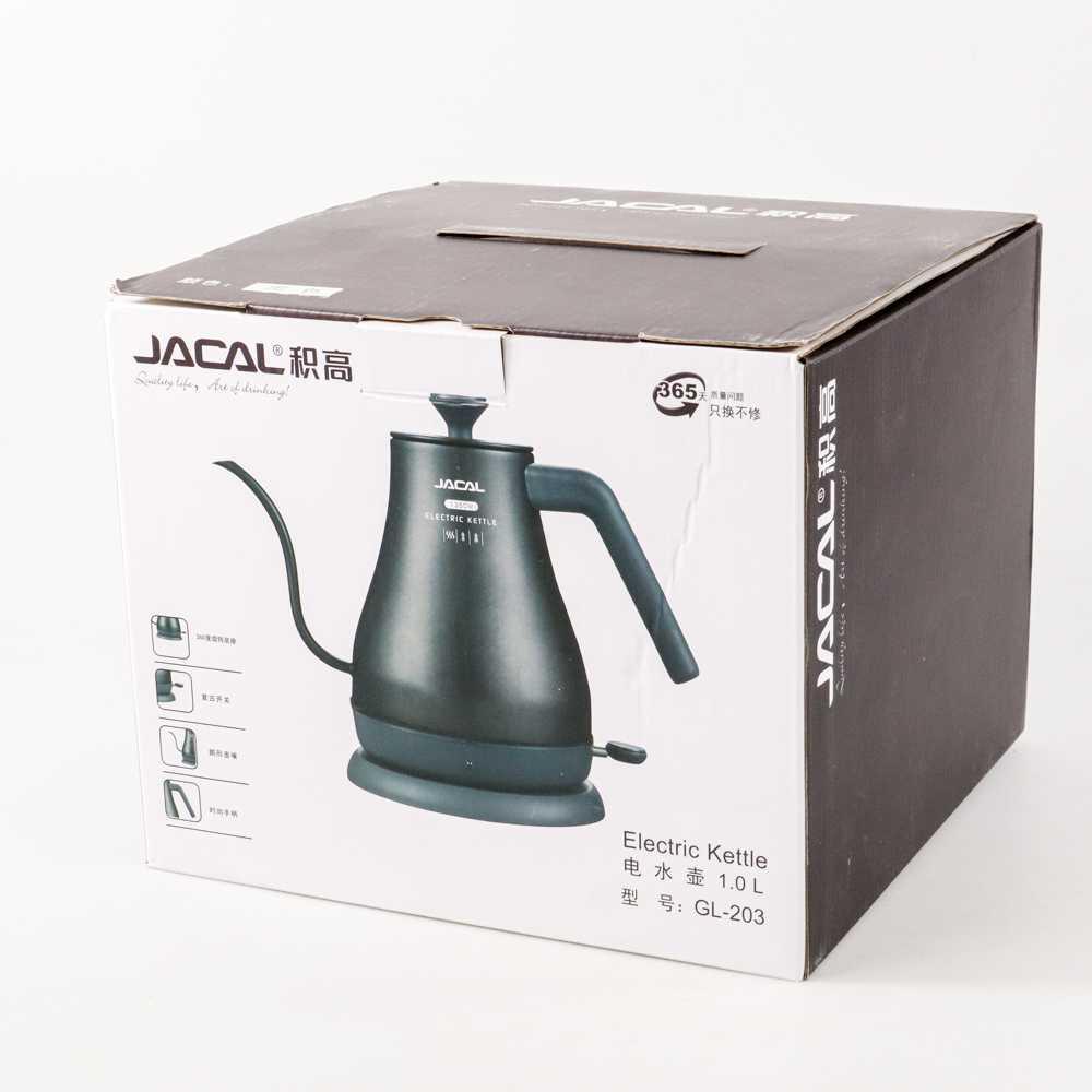 JACAL Teko Pemanas Air Electric Pot Warmer Gooseneck 1L 1350W GL-203 Gelas Teko Teh Pemanas Air Listrik Teko Listrik Pemanas Air Air Tatakan Gelas Pemanas Air Hewan Peliharaan Teko Teh Listrik Pemanas Makanan Pemanas Tatakan Gelas Kayu Teko Pemanas Air