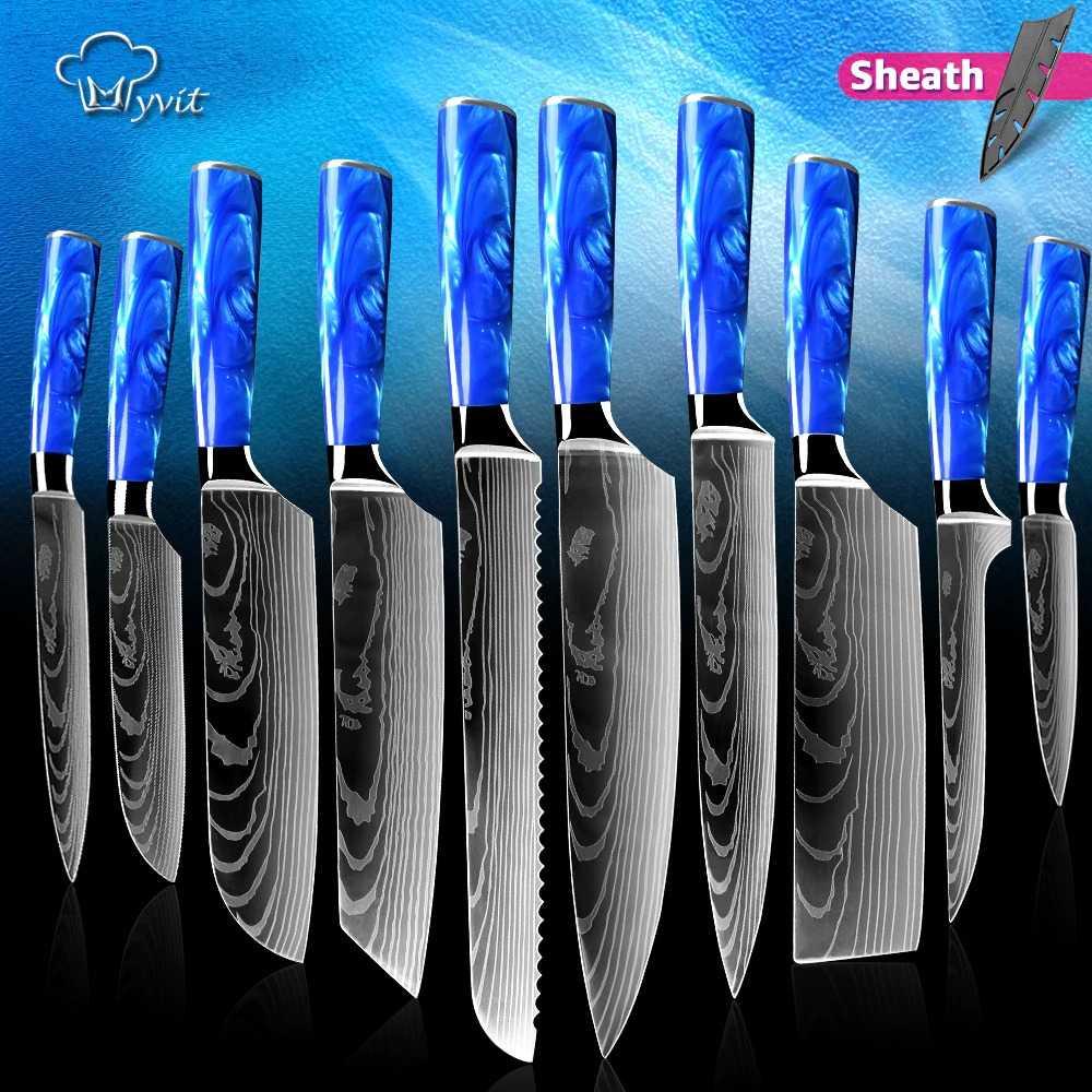 MYVIT Pisau Dapur Kitchen Damascus Pattern LFG56 Pisau Set Pisau Dapur Pisau Dapur Set Set Pisau Dapur Peralatan Dapur Lengkap Alat Masak Set Pisau Kecil Pisau Set Talenan Pancing Set Lengkap Knife Pisau Dapur Super Tajam Pisau Tajam Pisau Stainless Stain