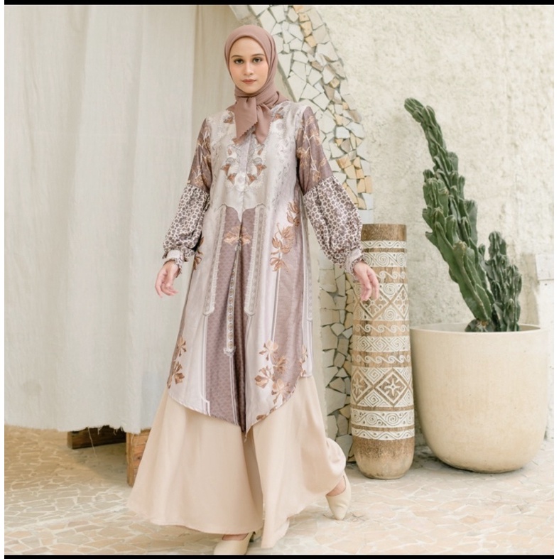 Kamima Magani Series Warsi Tunic Mocca (preloved) tunik lebaran (sold)