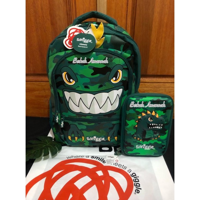 Smiggle Dino Green Set/Smiggle Original/Tas Ransel Anak
