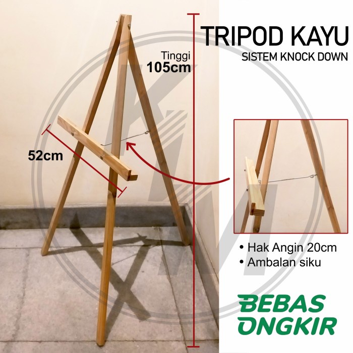 

Terlaris Tripod Kaki Kayu Frame Standing 52X105 Cm