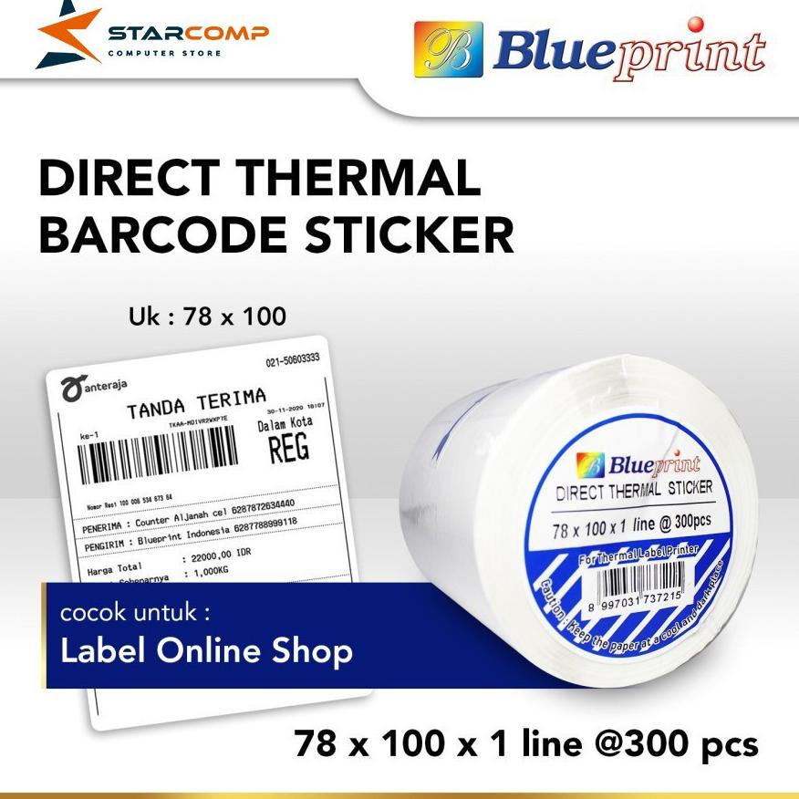 

78x100 BLUEPRINT Kertas Direct Thermal Sticker / Label Stiker 78x60 mm