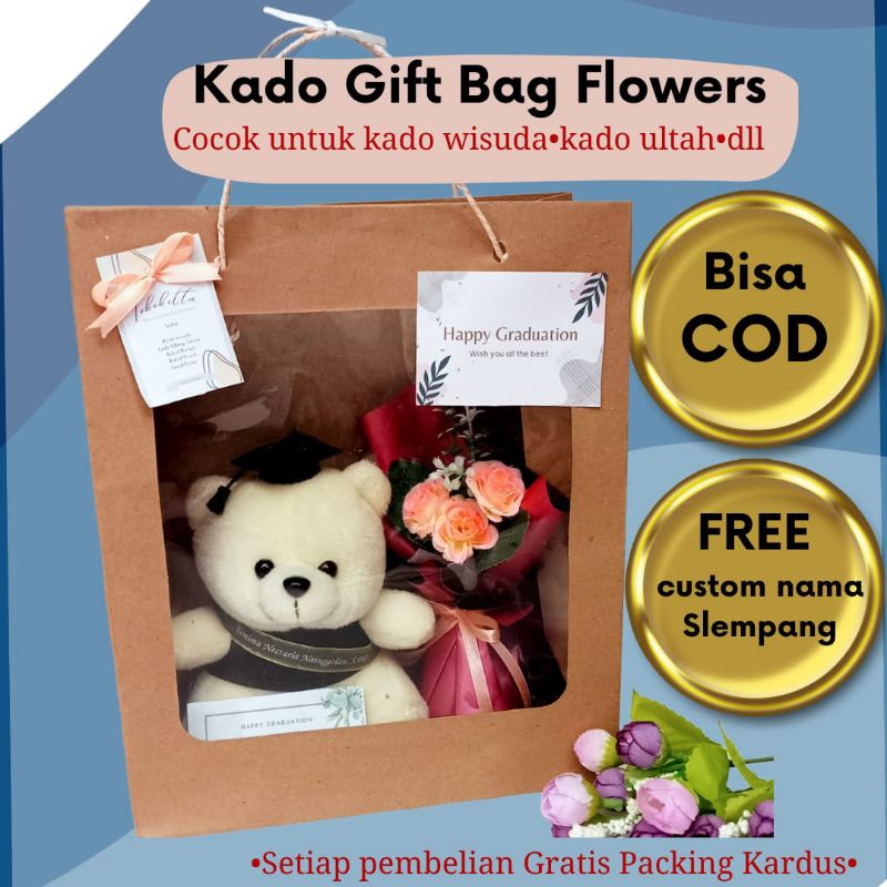 

[READY STOK] GIFT BAG FLOWERS/ KADO WISUDA/HADIAH ULANG TAHUN/ HEMPERS LAINYA