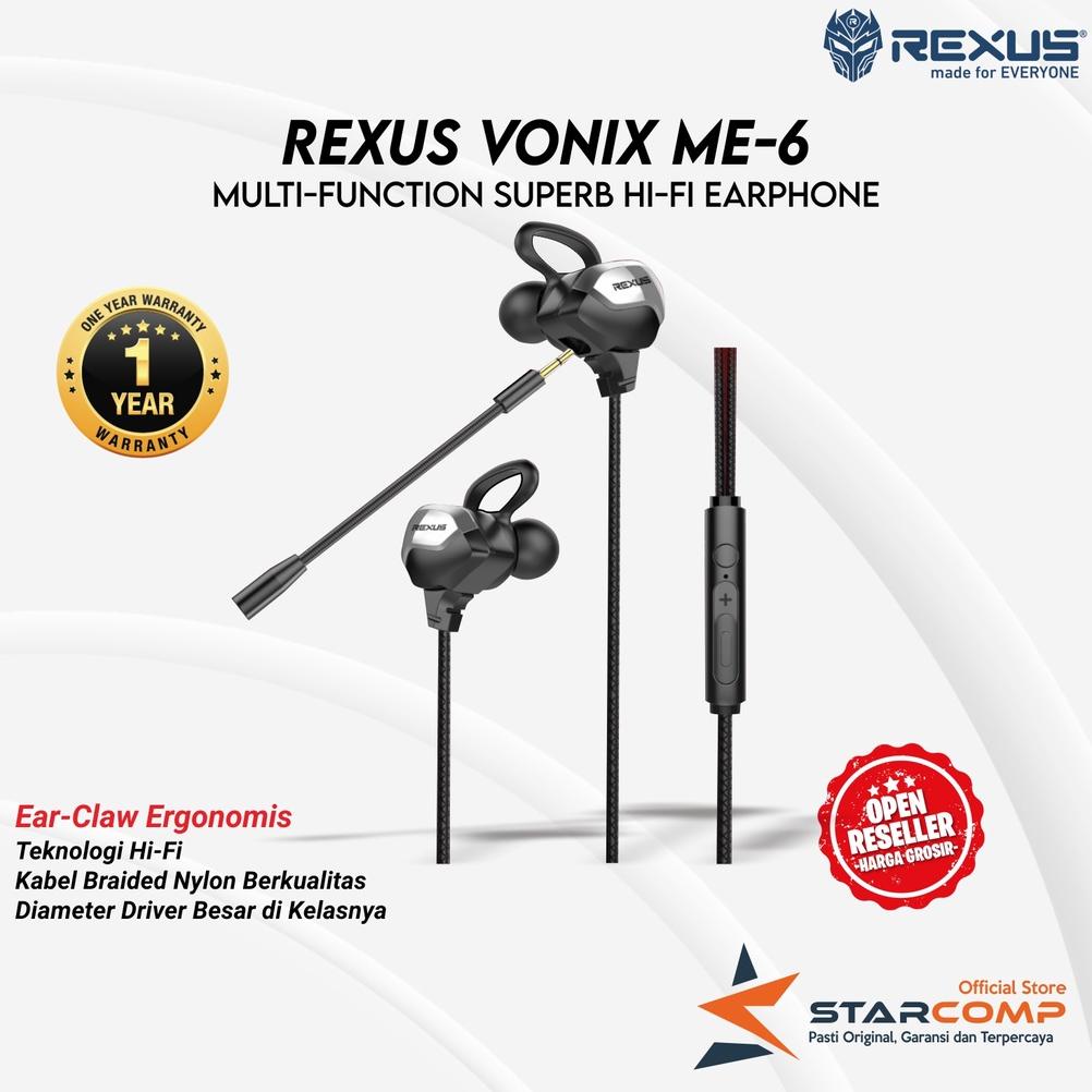 Earphone Gaming Rexus ME6 / Rexus ME-6 with Dual Microphone
