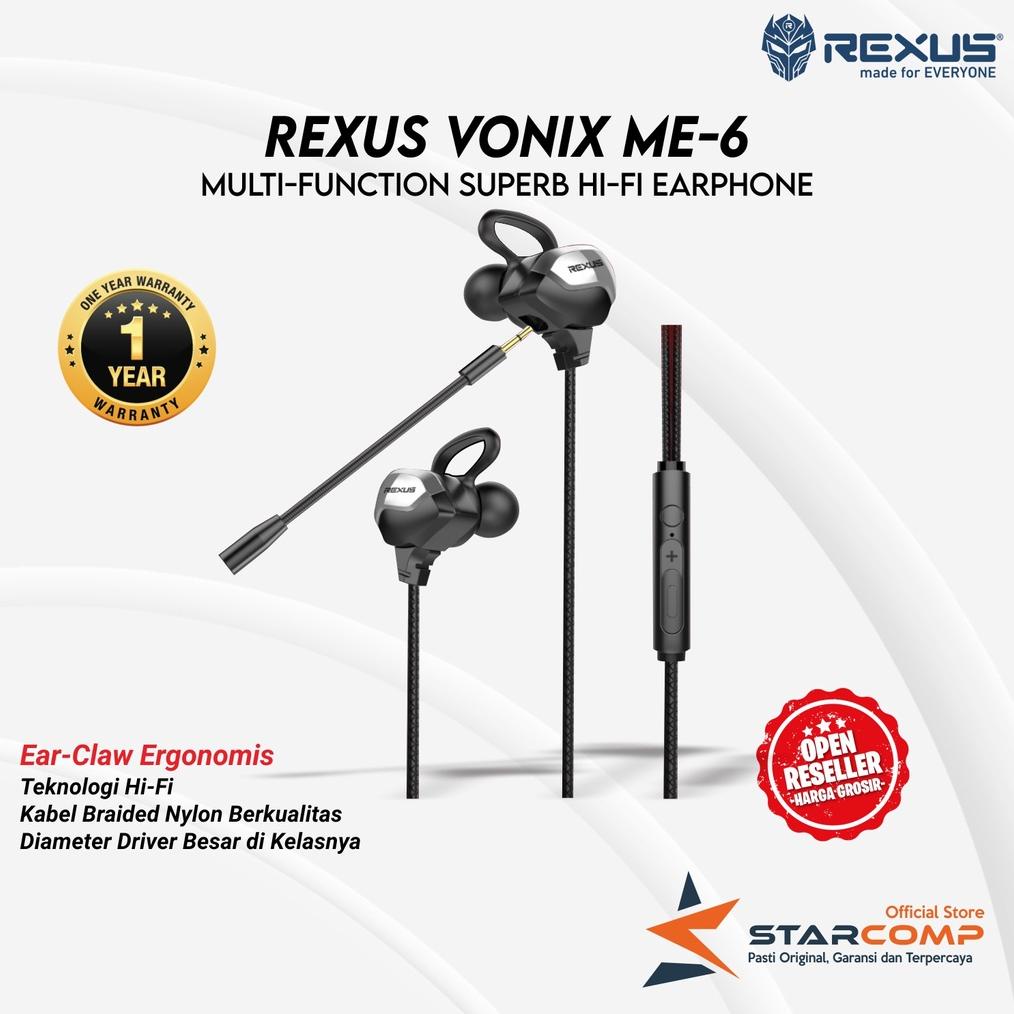 Earphone Gaming Rexus ME6 / Rexus ME-6 with Dual Microphone