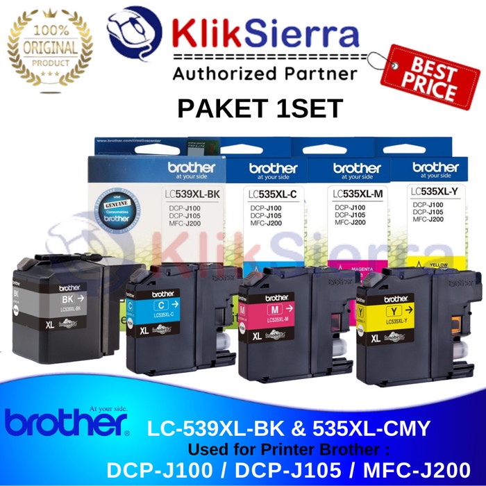 Terlaris Brother Tinta 1Set Lc539Bk Lc535 Cmy Original Lc539Xl Lc535Xl