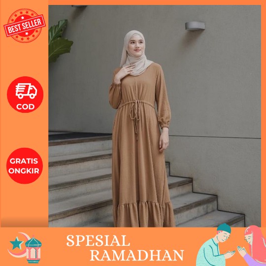 Psl / Gamis Terbaru Wanita Lebaran 2023 / Gamis Tamara Dress Ceruty Babydoll Mix Payet Model Polos M