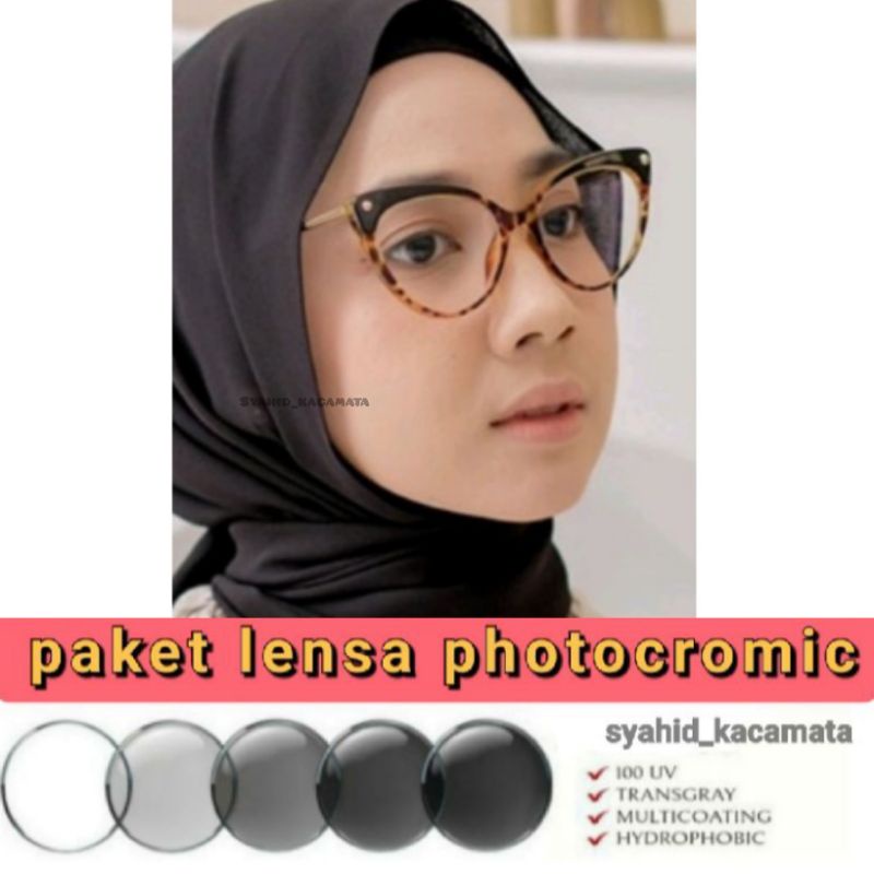 kacamata CAT EYE  PHOTOCROMIC minus antiradiasi (paket frame+lensa) 93308 kacamata