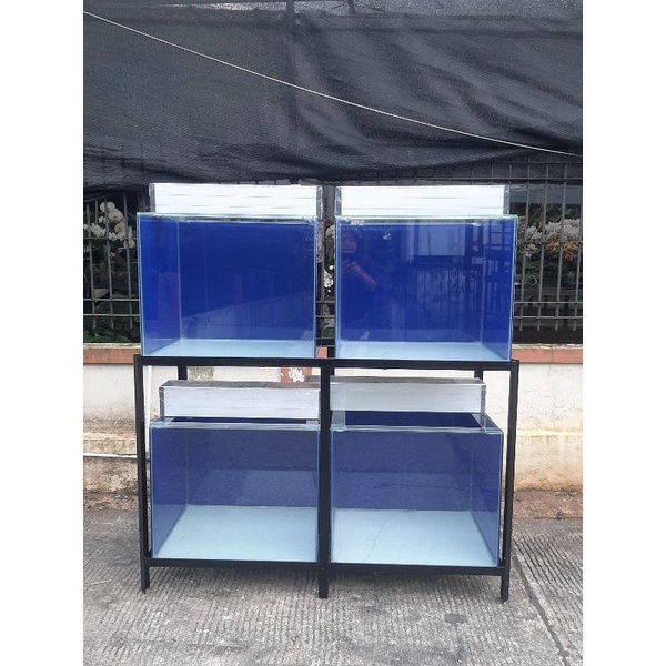 Aquarium Kaca 1 set(4 Aquarium 60x50x50 Full scotlet+Rak siku+Filter talang pvc 60cm)