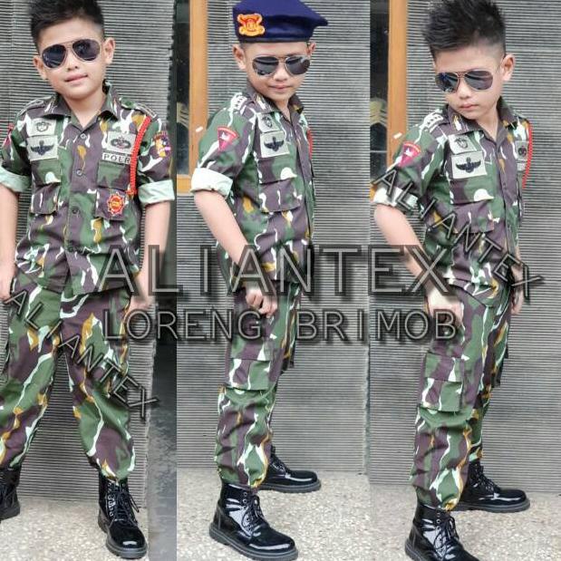 BRIMOB LORENG/BAJU PROFESI ANAK /POLISI BRIMOB LORENG "RO.25Ap23ᵁ"