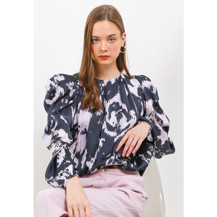 Blouse Wanita Benang Jarum Original Vintage Cewek Chic Poliester Ivy Perempuan