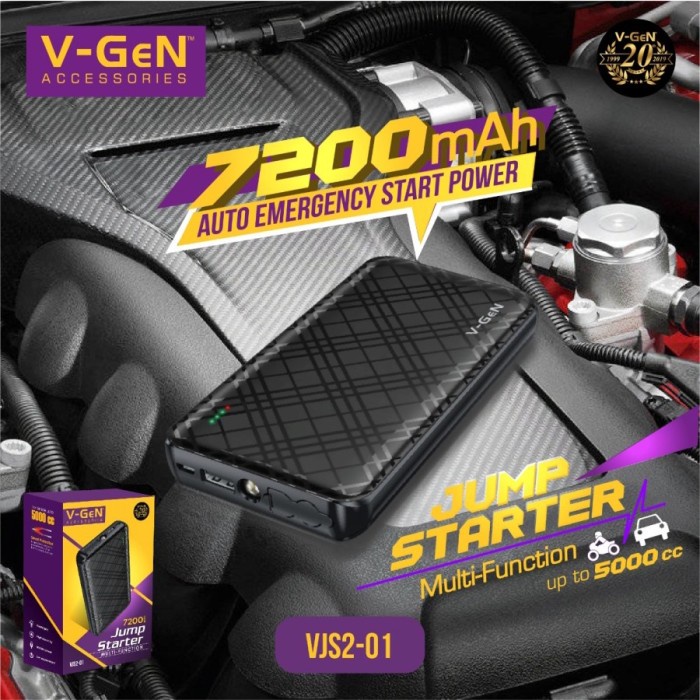 V-GEN POWERBANK JUMPER JUMP STARTER 7200MAH CA-03 MOTOR MOBIL CAR VGEN