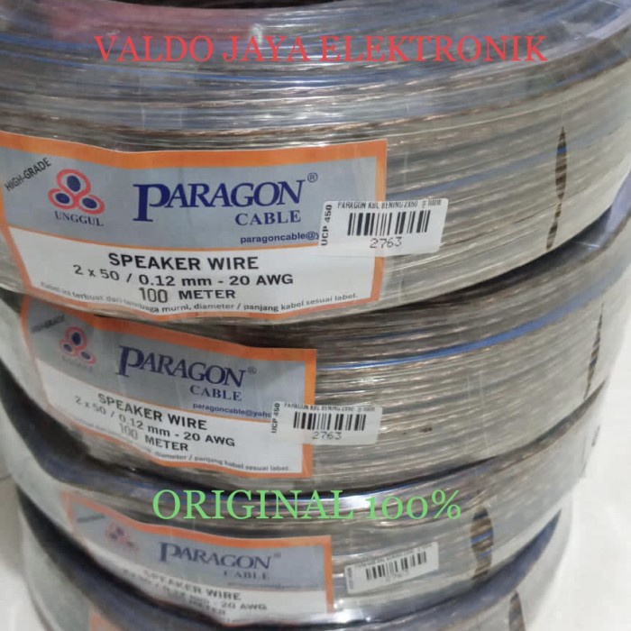 PARAGON KABEL SPEAKER 100 METER 2X50 KABEL TOA KABEL BENING AUDIO