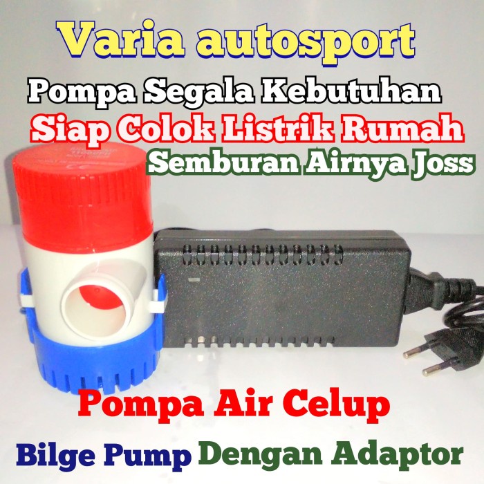 POMPA AIR CELUP MINI BILGE PUMP ADAPTOR DC 12V KOLAM IKAN SUBMERSIBLE