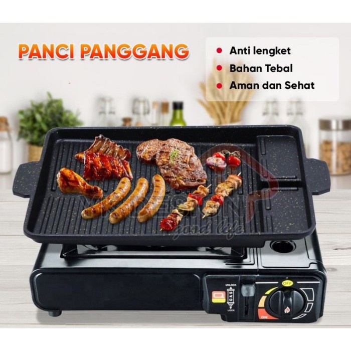 grill pan  Grill Pan NAGAKO Panggangan Daging |Alat BBQ MURAH Grill Pan-37CM(X9N5) grill pan anti le