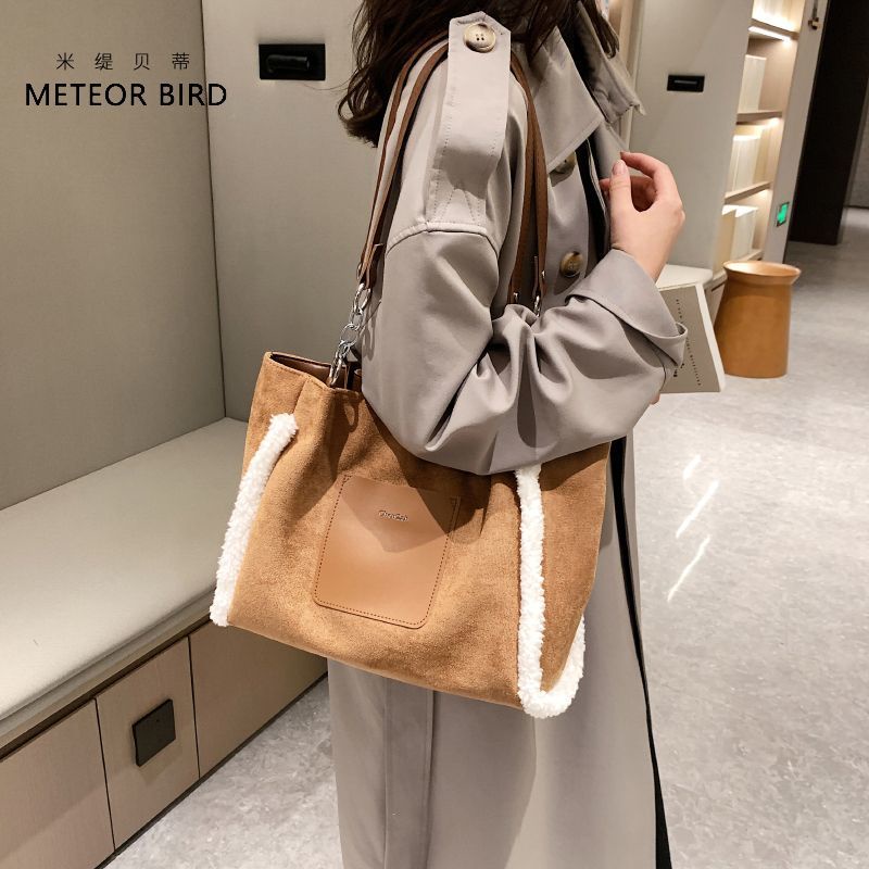 Sera Miti Betty matte retro musim gugur dan musim dingin baru suede tas berkapasitas besar wanita tekstur high-end gaya asing tote bag