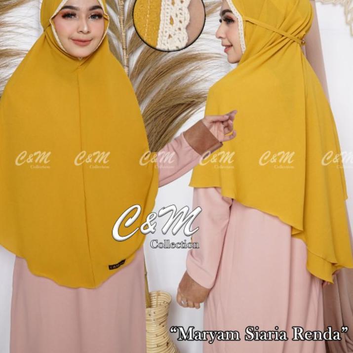 Bergo maryam renda jumbo ukuran XL/khimar maryam renda XL/jilbab maryam renda XL/khimar instan XL
