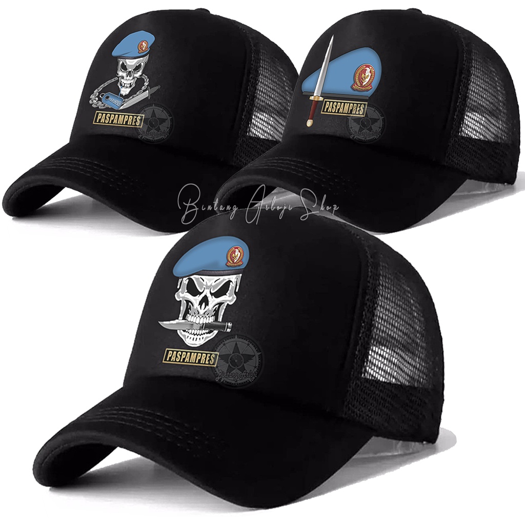 (Exclusive) Topi PASPAMPRES - Baret Biru Muda Light Gold