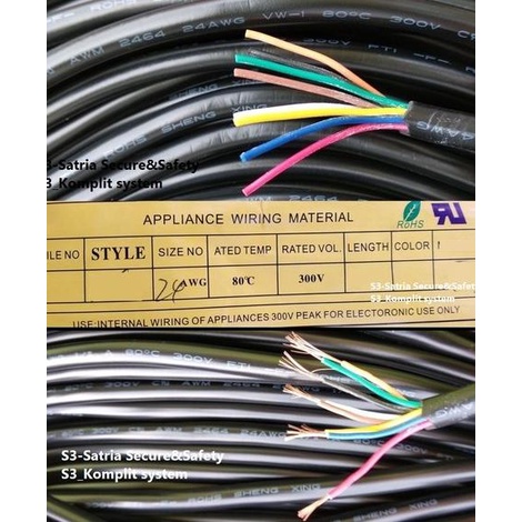 AWG24 Kabel 8 jalur bungkus double Selongsong AWG24 bulat isi 8 warna