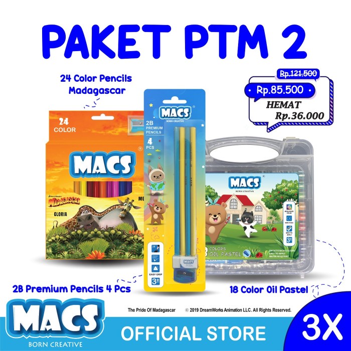 

Paket PTM2 MACS Pensil 2B Pensil Warna Crayon