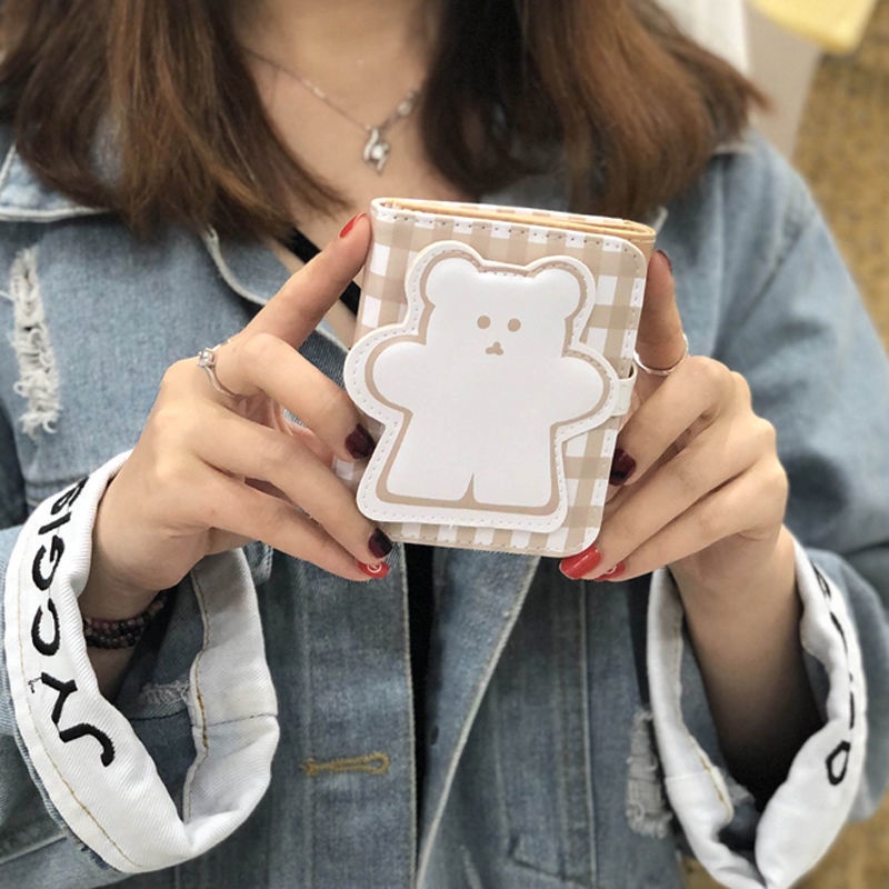 Sera new ins2021 new bear wallet plus pendant student cartoon female short wallet magnetic card holder