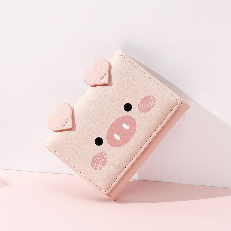 Sera pig coin purse 2023 ins girl student cute cartoon simple short wallet card bag