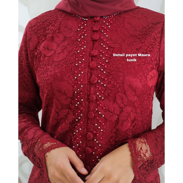 Tunik Brokat Maura Kancing Seribu Kombinasi Payet Mutiara Terbaru / Tunik Wisuda / Set Kebaya Wanita / Kebaya Brokat / Set Kebaya Kondangan / Kebaya